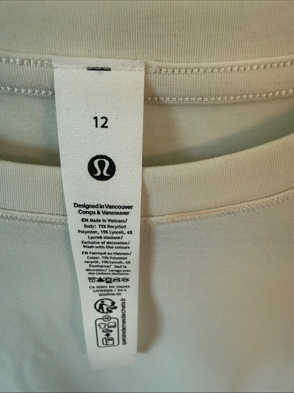 lululemon athletica Women's Short Sleeve Crew Tee in Light Cream